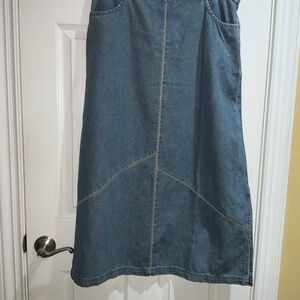 J. Jill Out of the Blue denim skirt Sz 16 side slits pockets patchwork